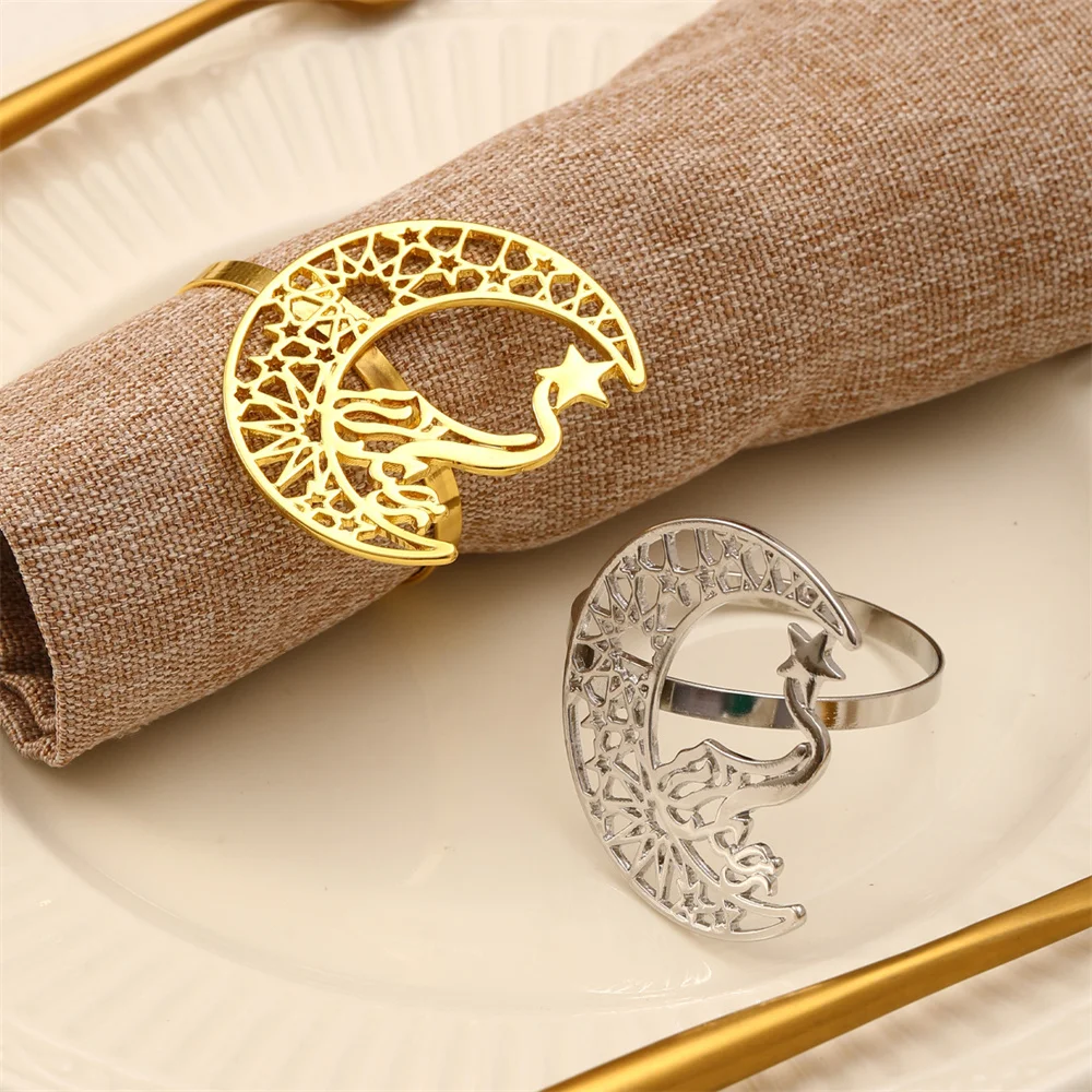 

Ramadan Napkin Holders Muslin Material Eid Mubarak Napkin Rings Muslim Napkin Rings Moon Motif For Table Styling Ramadan Kareem