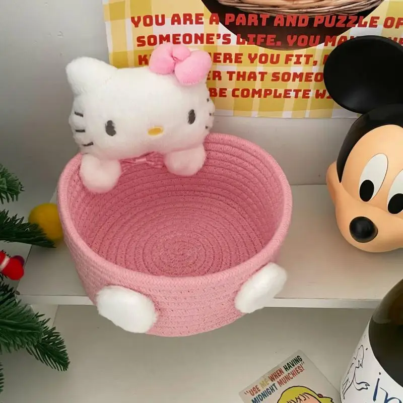 

Kawaii Sanrio Kuromi Hello Kitty Cartoon Cute Creative Cosmetics Miscellaneous Storage Basket Pom Pom Purin Girl Birthday Gift