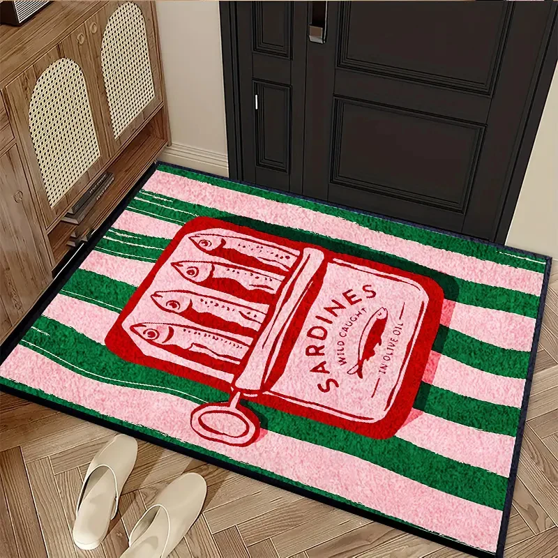 Tapis imprimé créatif en conserve de sardine VIKAMA, tapis antidérapant et résistant à la saleté, lavable, décoration d'intérieur, pour salon et hall d'entrée.