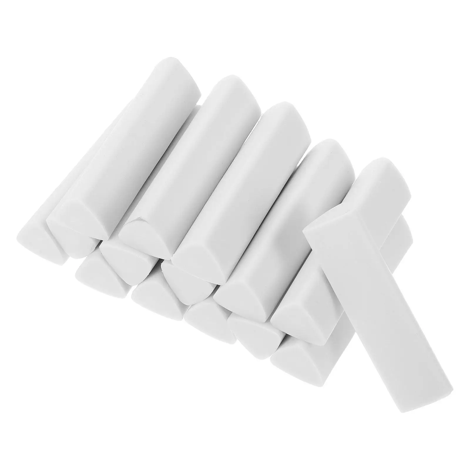 15Pcs Triangular Pencil Erasers Ergonomic Grip Soft White Studying Sketching Drafting Art School Office Artists