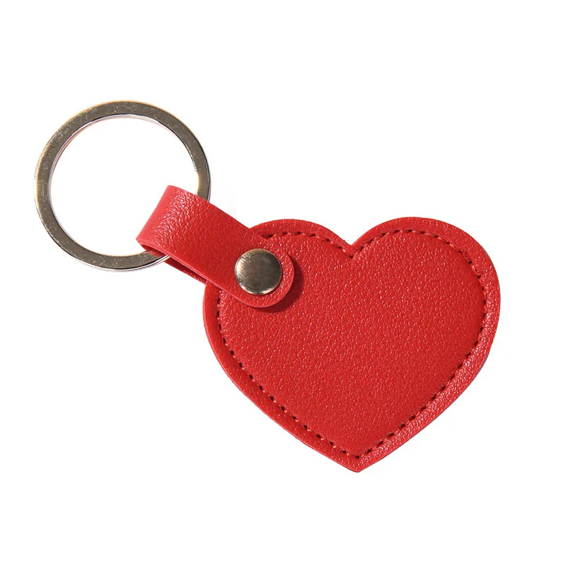 Customized Logo Cute Heart Leather Keychain Pendant Laser Engrave Personalized Love Keyring Car Bag Accessories Key Chain Holder