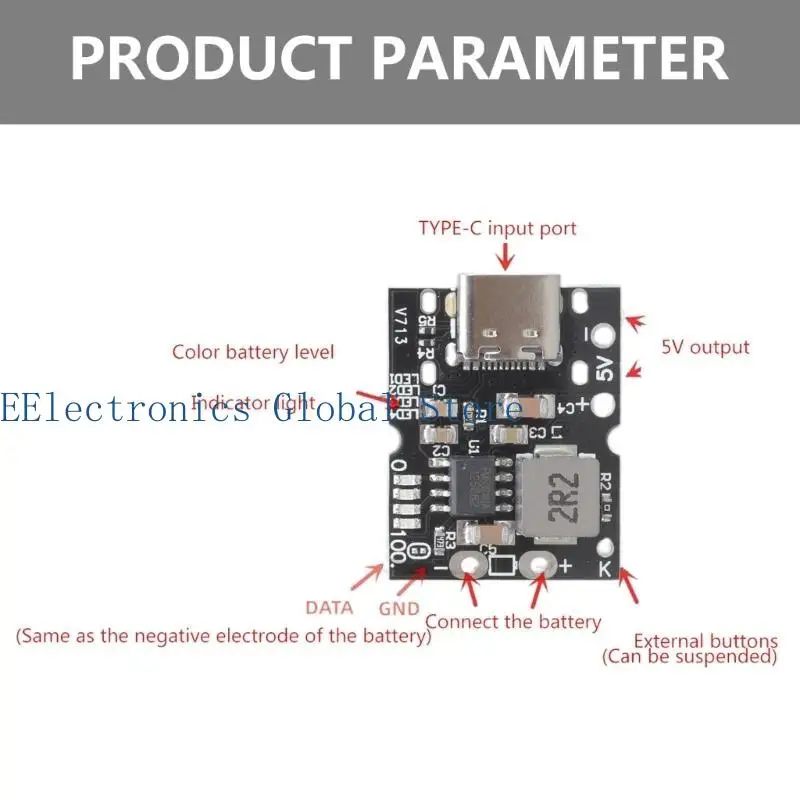 462b PB0A TypeC Battery Control Control Módulo para carregamento bateria Dispositivo descarga