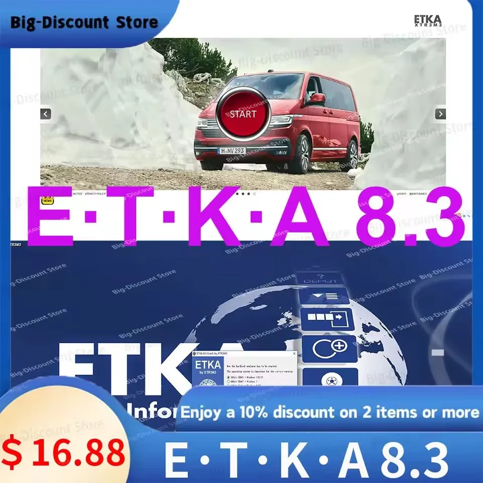 

ETK A 8.5 Group Vehicles Electronic Parts Catalogue until 2024 years For V/W+AU/DI+SE/AT+SKO/DA etka 8.5 +install video