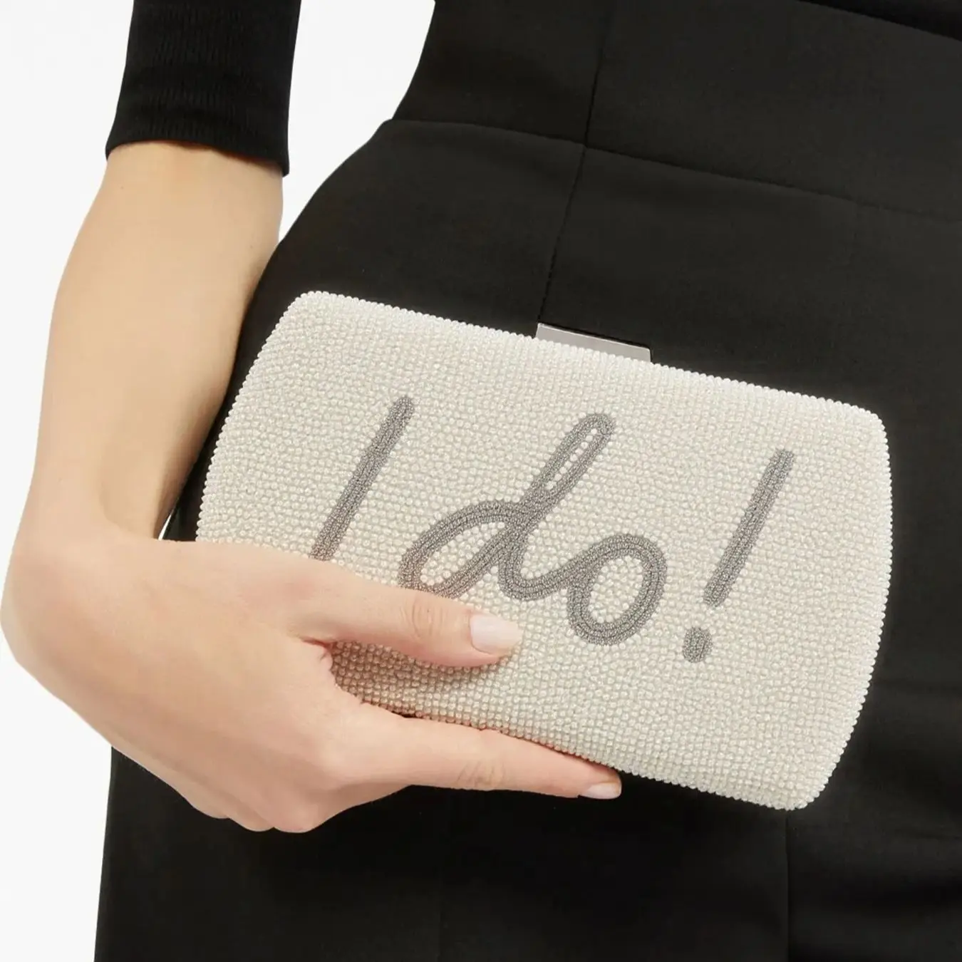 

Letter Pearl Women Evening Bags Rhinestones Beading Chain Shoulder Handbags I DO Love Crystal Glitter Elegant Box Clutch Ladies