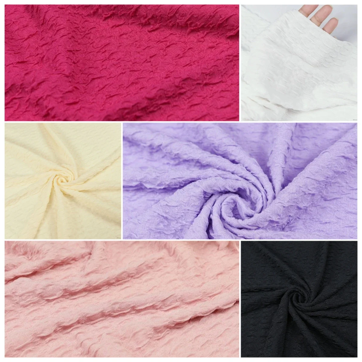 Bubble Wrinkle Knitted Elastic Plush Embroidered Fabric 3D Ruffled Texture Material For Baby Dress Women Clothing DIY Sewing