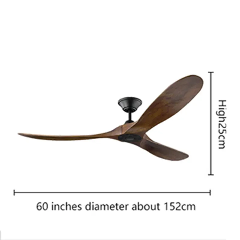 60 70 88 Zoll großer Deckenventilator, nur Fernbedienung, Gleichstrommotor, umgekehrte Holzflügelventilatoren, Beleuchtung, hochwertiges Design,