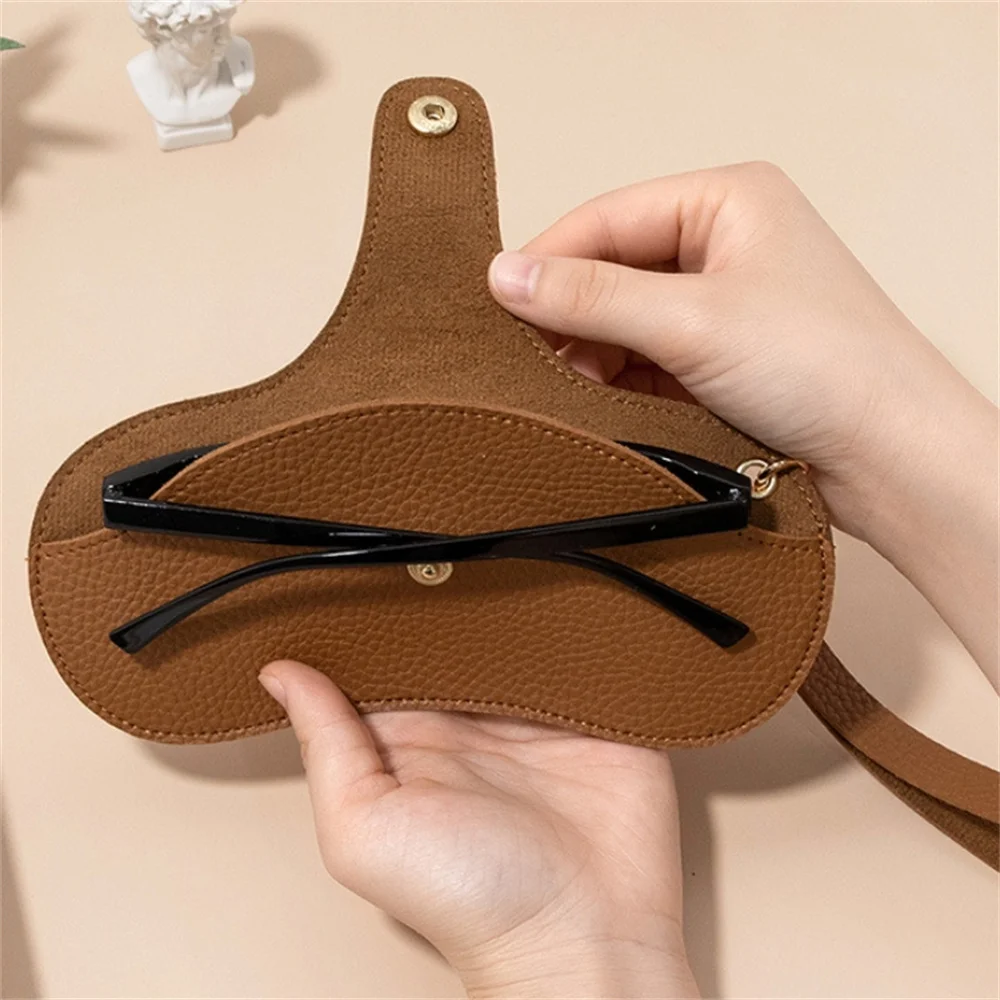 KLASSNUM borsa per occhiali portatile occhiali da sole da donna borsa da viaggio borsa da viaggio In pelle PU con collo appeso Clip per occhiali