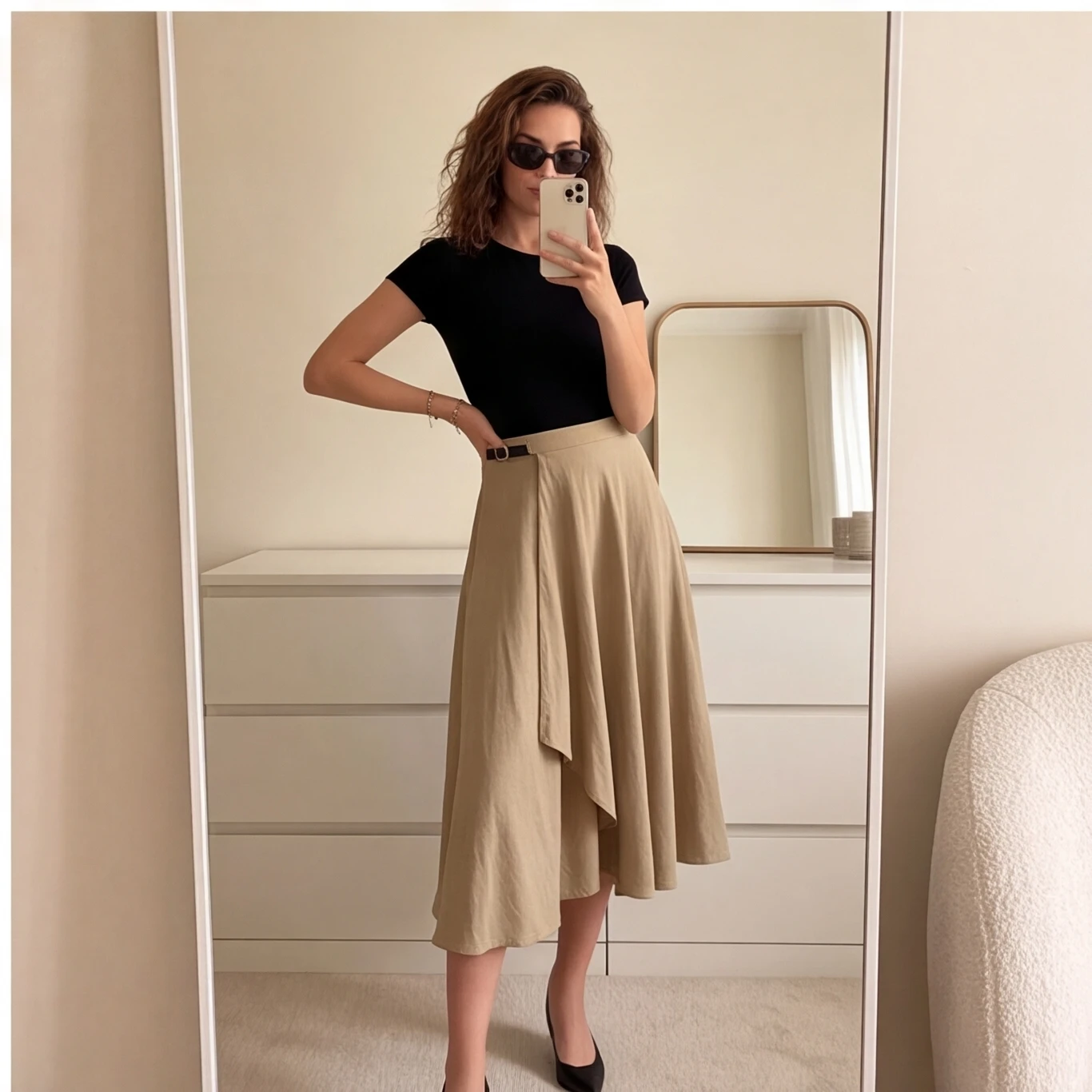 Women S Classic Commuter Style Midi Skirt 2026 Early Autumn New Arrival Fashionable Irregular Hem with Buckle Detail