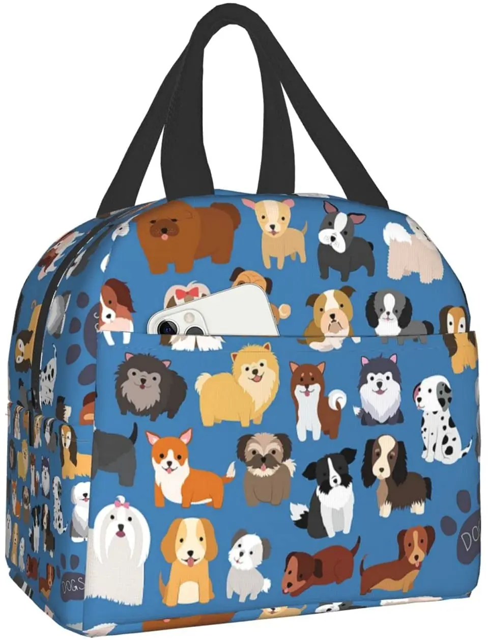 Dog and Puppy Insulated Lunch Bag Women Cooler Tote Box Leakproof Reusable Girls Lunchbag for Office Work School Picnic Portable