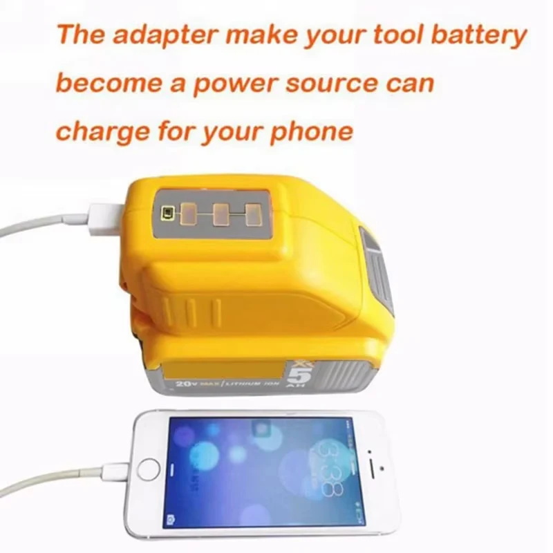 USB Converter Charger For DEWALTs 14.4V 18V 20V Li-ion Battery Converter DCB090 USB Device Charging Adapter Power Supply