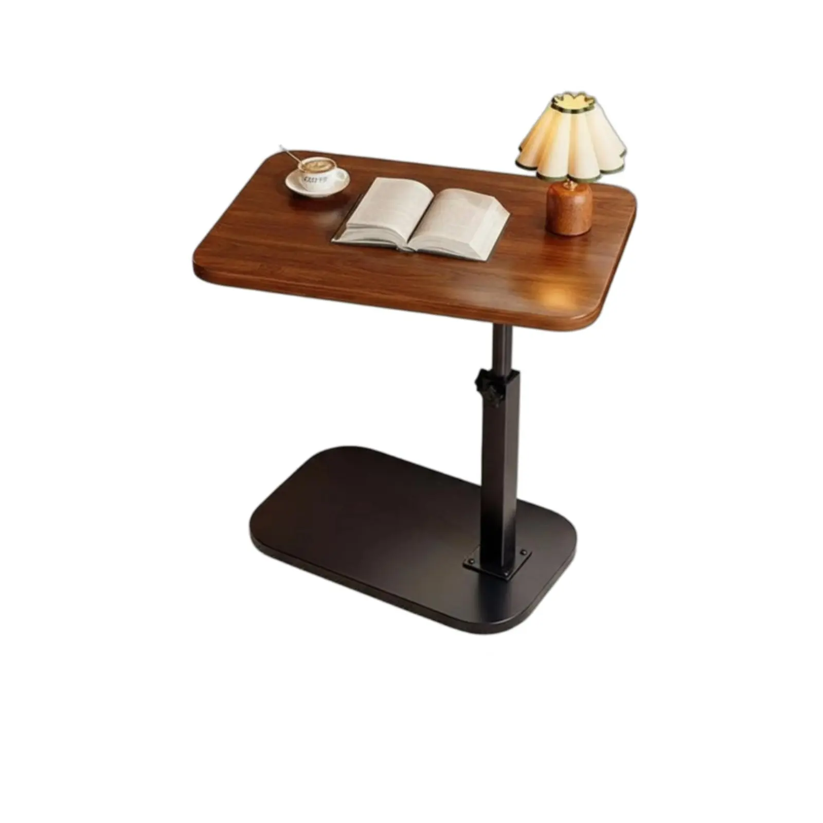 Curved Side Table with Wheels and Shelf - usage example