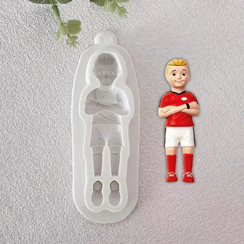 Silicone Cake Mold Football Players Sneakers Fondant Mold DIY Plaster Work Cupcake Jelly Candy Chocolate Decoration Baking Tool