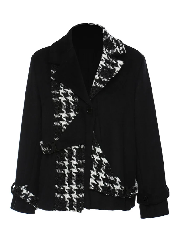 

ZOCI Women's Roving Patchwork Blazers Stitching Color Plaid Suit Jackets For Female Fashion Coats Casual Outerwear 2025 Spring