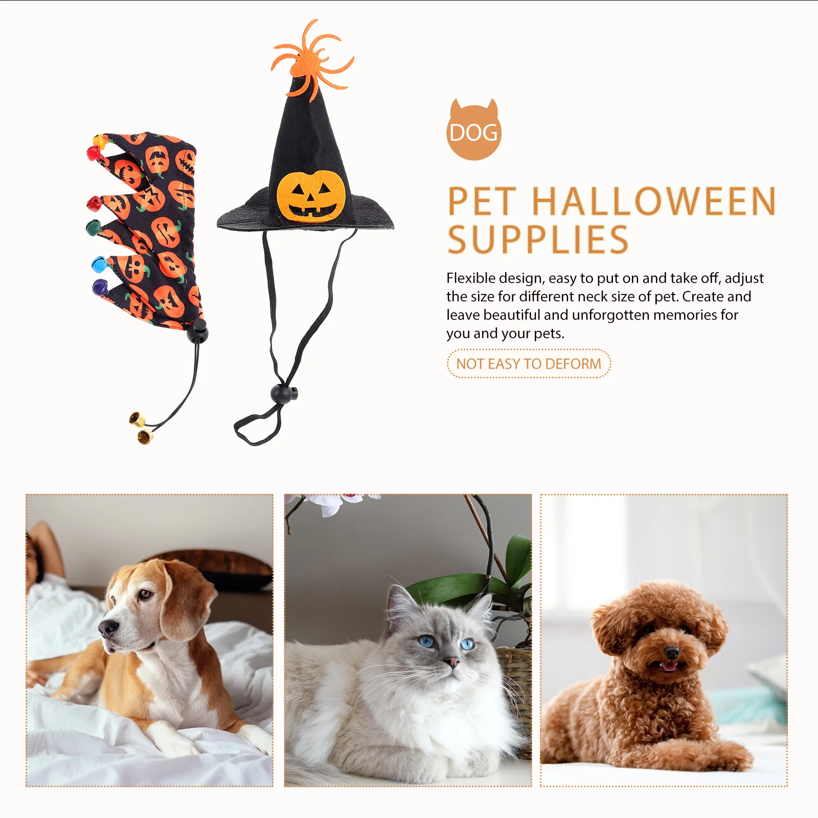 

Halloween Costumes Pet Dress up Hat with Dog Adjustable Clothes for Hats Dogs Miss