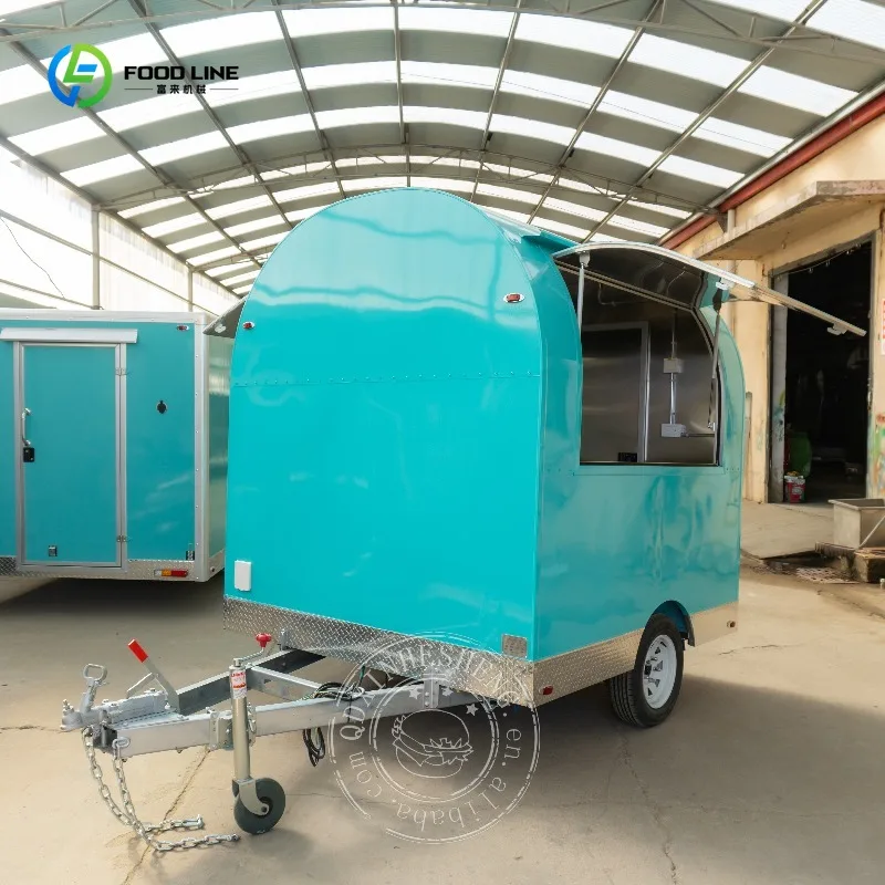 

Mobile Food Truck Van with Full Kitchen Concession Mini Portable Food Trailer Pizza Dessert Cart Coffee Kiosk Ice Trailer