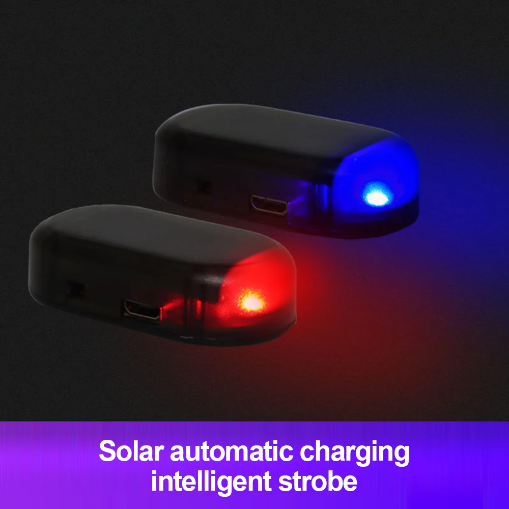 Car Solar Power Strobe Signal Light Fake Security Light Universal Flash Warning LED Light Alarm Lamp Anti-theft Caution