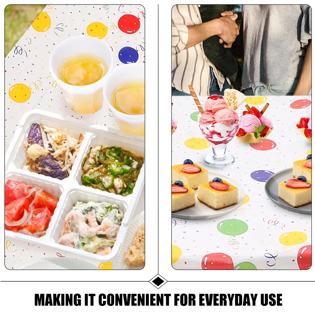 

2Pcs Cartoon Balloon Print Tablecloth Thick Plastic Table Cover Birthday Party Kids Party Family Banquet Birthday Tablecloth
