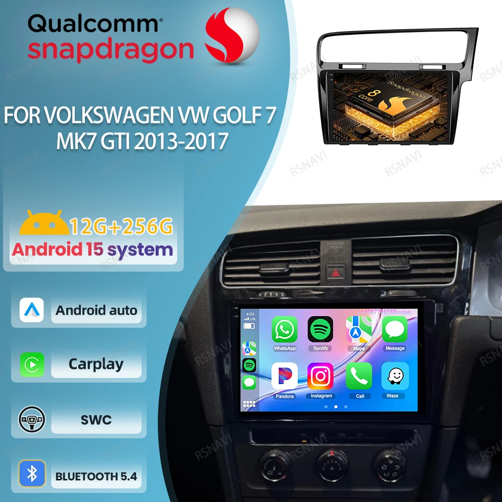 

Автомобильный радиоприемник Android 15 для Volkswagen VW Golf 7 MK7 GTI 2013-2017, беспроводной Carplay Auto DSP, мультимедийный проигрыватель Viedo, навигация BT