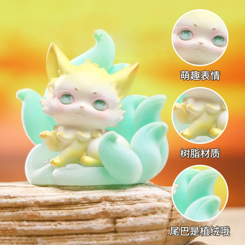 Caja ciega de Hada de zorro de nueve colas de dibujos animados, mitología china, decoración de escritorio, resina, múltiples estilos, colecciones de cajas ciegas de moda