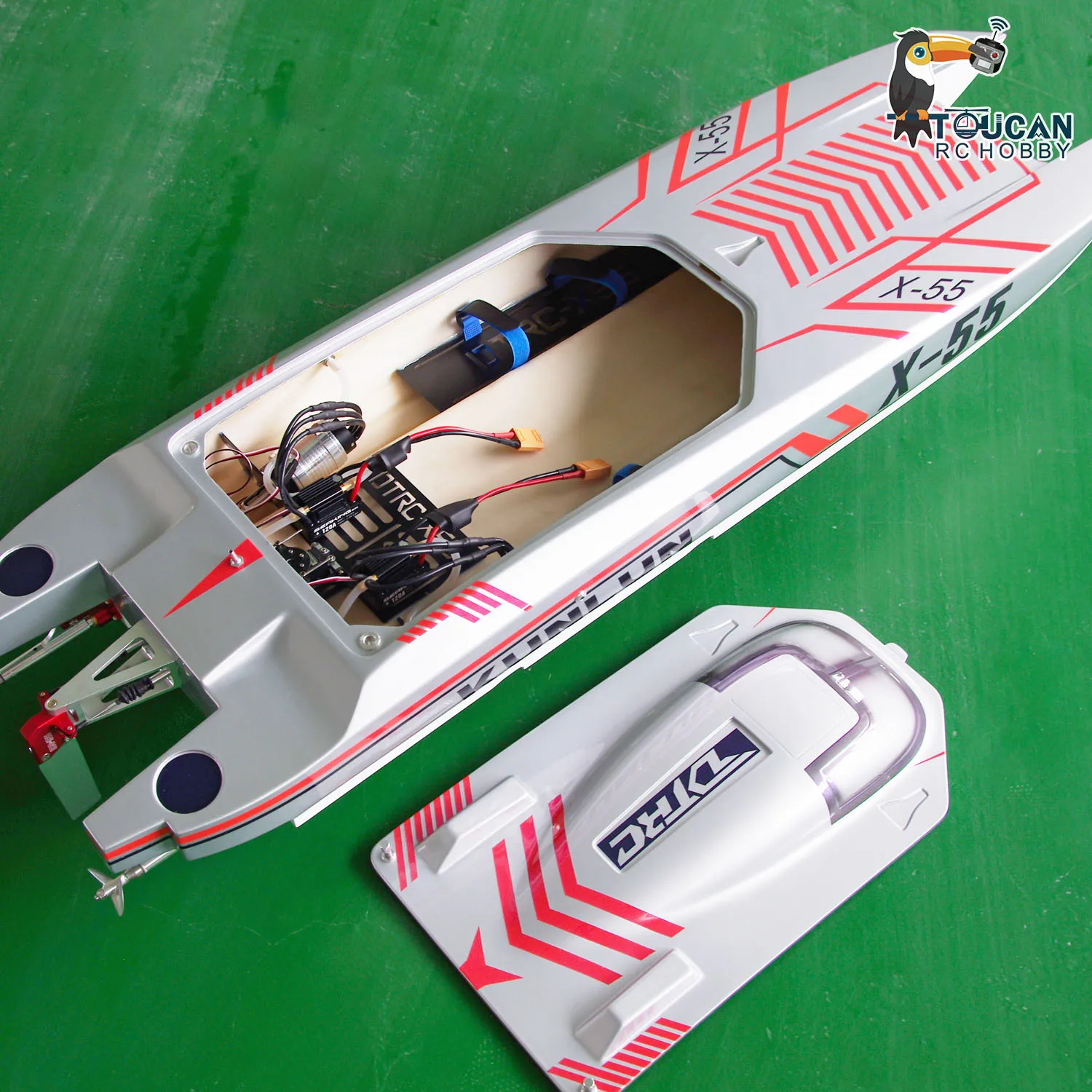 RTR 110km/h Łódź RC Wyścigowa Szybka DTRC X55 Model Zdalnie Sterowana Wodoodporna Zabawka Bateria Toucan Hobby Prezent THZH1594