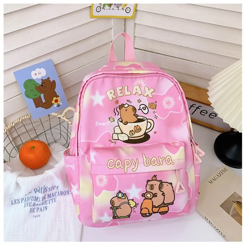 New Cartoon Capybara Backpack Breathable Large Capacity Student Schoolbag Ultra-light Nylon Book Bag