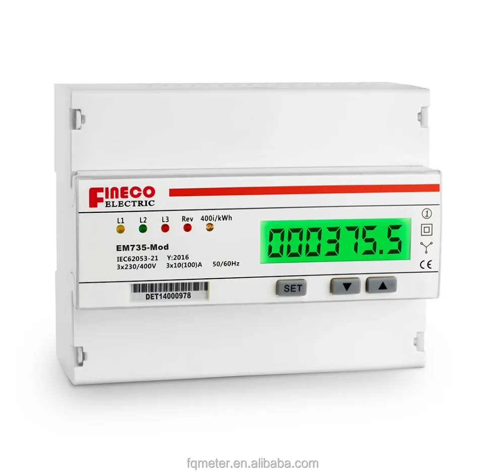 

EM735-Mod 3*230/400V 10(100)A three phase din rail digital modbus energy meter