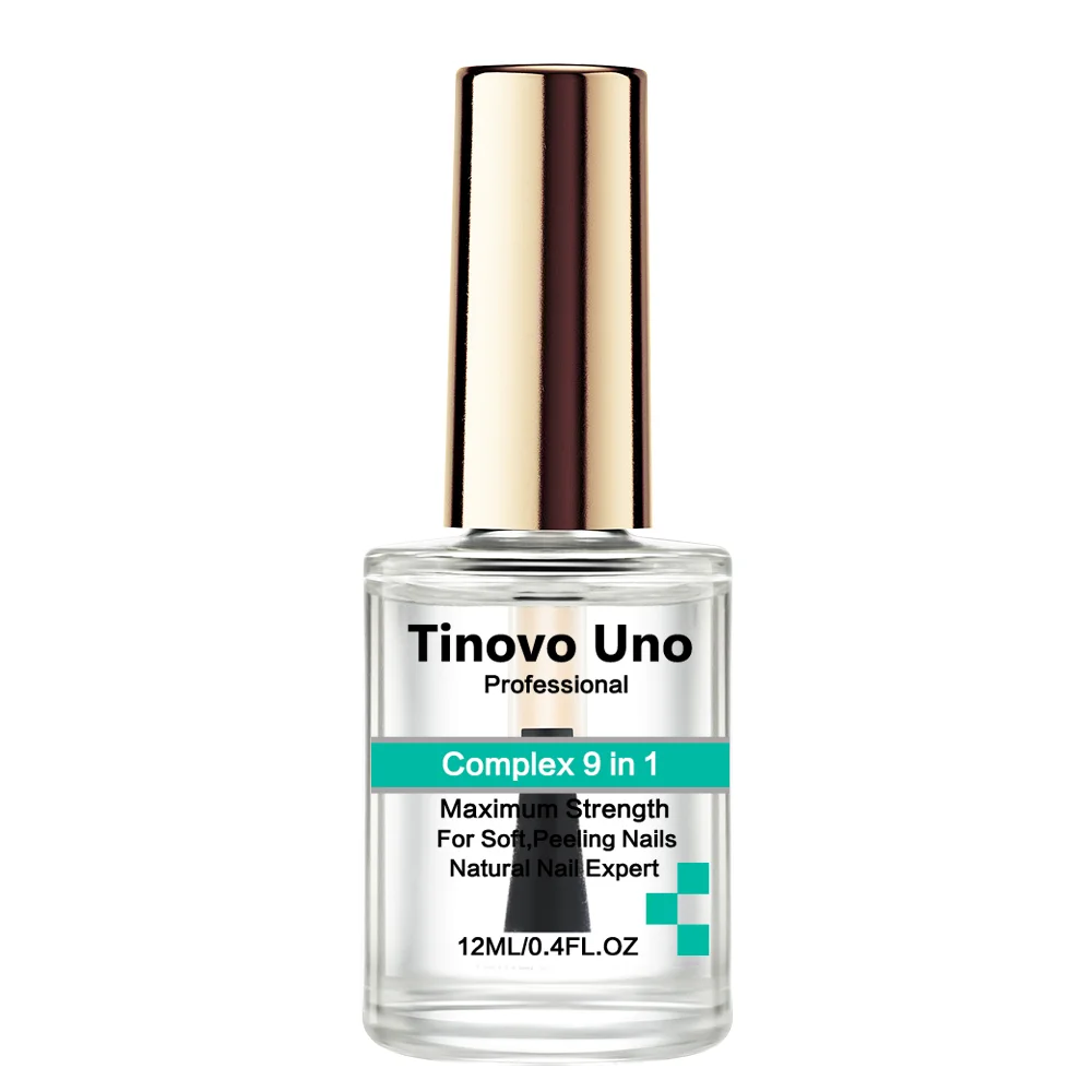 Tinovo Uno ธรรมชาติการเจริญเติบโตของเล็บที่ซับซ้อน9 in 1การรักษาเล็บบำบัดสำหรับการดูแลซ่อมแซมเล็บบางเปราะเคลือบด้านบน
