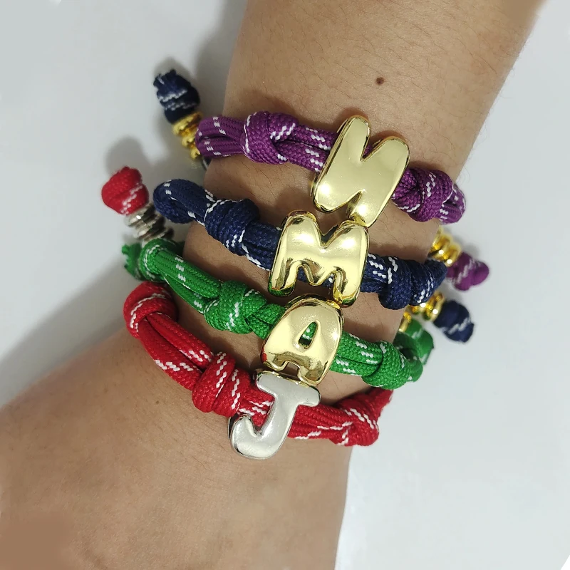 

Custom Big Initial Letter Bracelet DIY Handmade Braided String Bubble Bracelet For Women Charm Letter Colorful Woven Jewelrgiftf