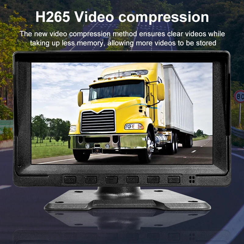 7 Inch Full HD 1080p Dual Lens Split View Backup Reverse Monitor Rear View Side Mirror Bus Truck Camera
