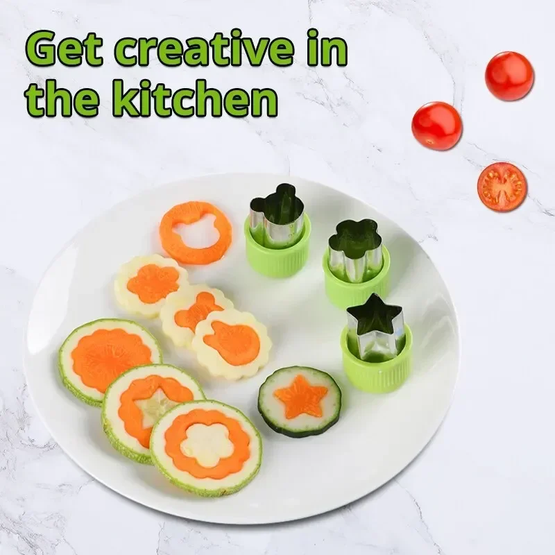 Fruit Cutters for Children Kids Food Cookie Sandwich Mold Maker with Shapes Vegetable Bread Mould Set Kitchen Bento Tools