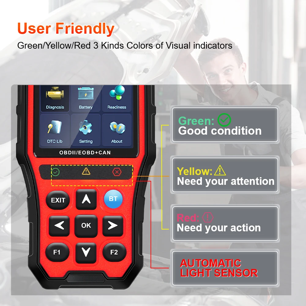 プロフェッショナル OBD2 スキャナ OBD2 エンジン コード リーダー バッテリー寿命のチェックと評価 自動車診断スキャナ