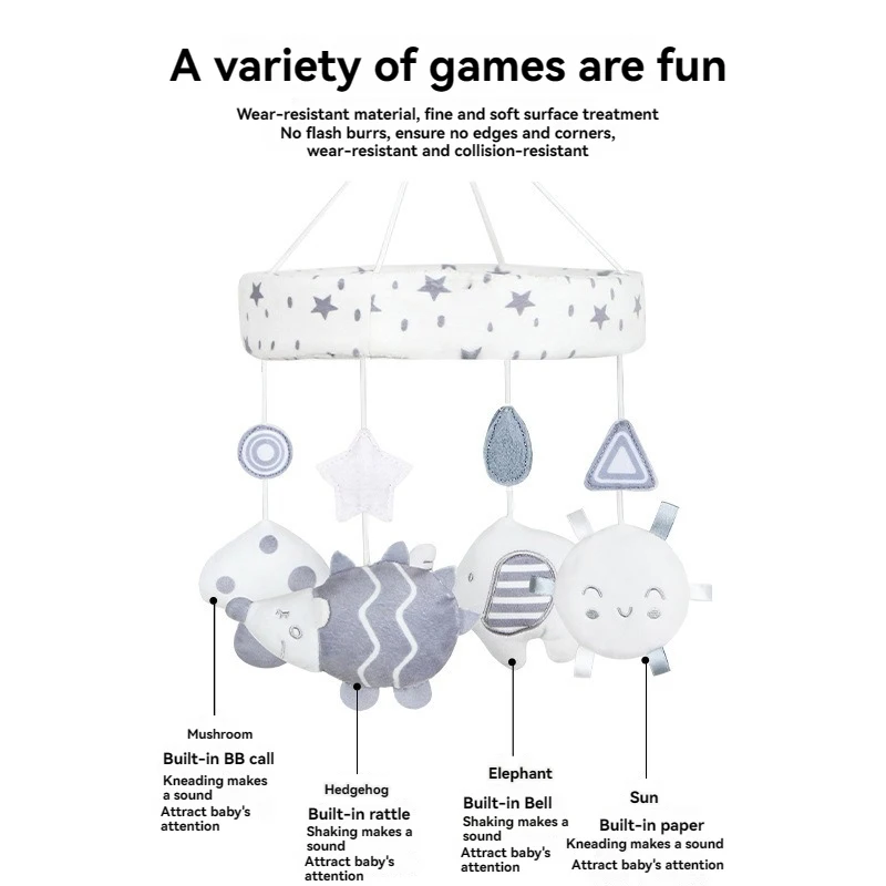 سرير الطفل جرس حشرجة الموت الطفل الشمال نمط الموسيقى الدورية مخرطة معلقة جرس مهدئا القماش لعبة هدية عيد الفصح #3