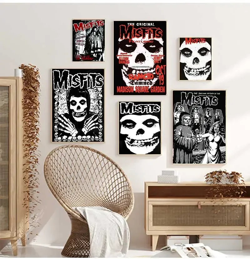 Vintage Hardcore Horror Punk The Misfits Live Photo Music Concert Art Poster Canvas Painting Wall Prints Picture Room Home Decor