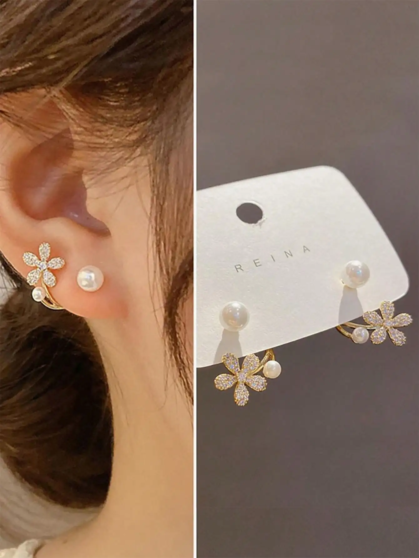 

Gold Floral Pearl Earrings: French Romantic Style for Daily & Party Wear