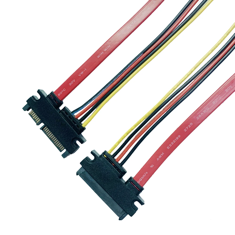 Cable de extensión SATA 6 Gb/s enchufe de 22 Pines, receptáculo de 22 pines SATA (5 V + 12 V), utilizado para diferentes dispositivos, conector SATA de 22 pines