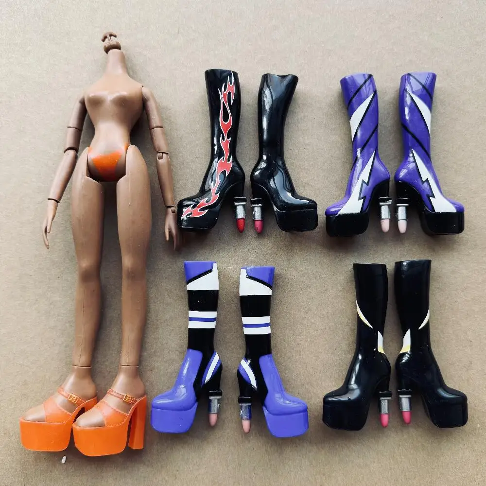 Cabeças de boneca de rosto raro versão 2001, sapatos clássicos bratss vintage, botas longas, peças de boneca para meninas para colecionadores