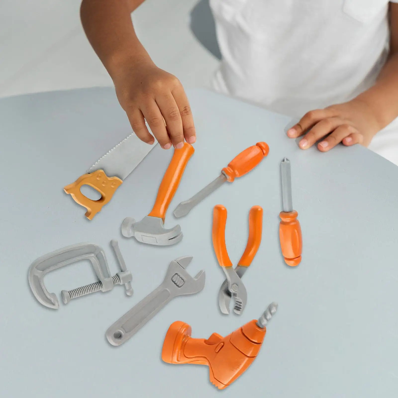 8x Kids Play Tool Set Screwdriver, Wrench,Saw and Plier Set Workshop Toy Tools