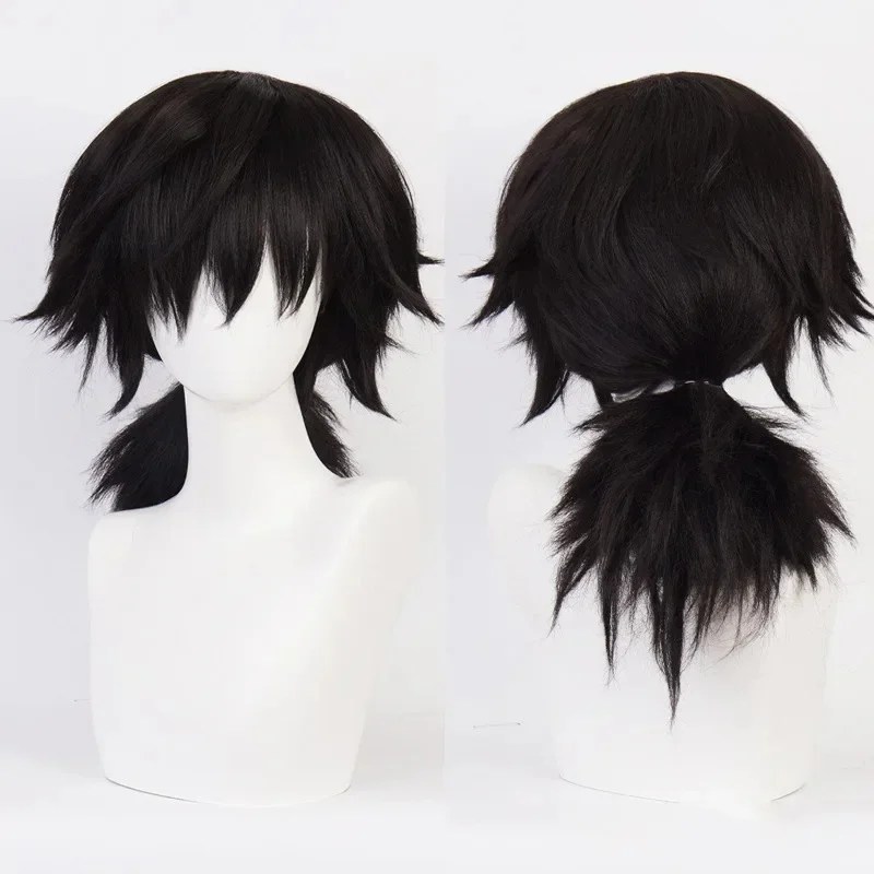 Parrucca Anime Tomioka Giyuu Parrucca lunga cosplay Parrucche per feste in costume cosplay per capelli neri resistenti al calore