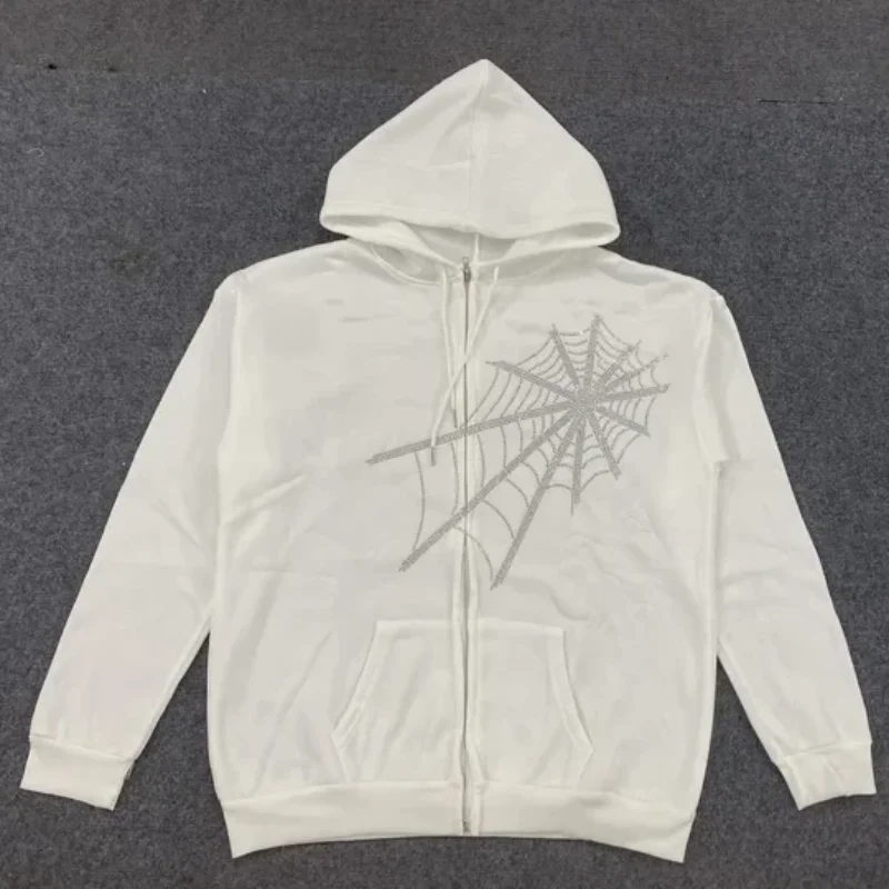 معطف العنكبوت الساخن ختم طباعة الخريف الشتاء بأكمام طويلة سستة البلوز مقنعين المرأة الأوروبية الأمريكية فضفاض عارضة أعلى #6