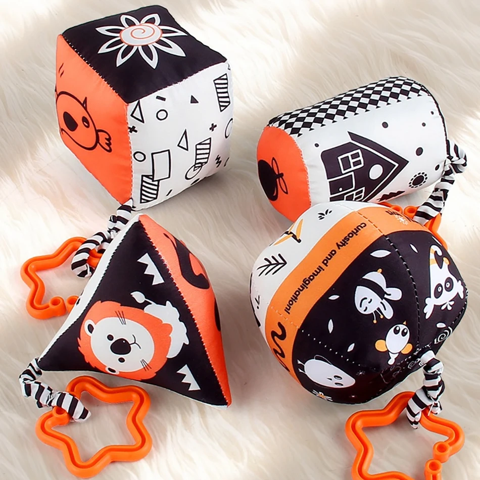 Baby Crib Hanging ﻿Hanging Rattle Toy 0-12 Months High Contrast Black and White Newborn Infant Early Development Montessori Toy