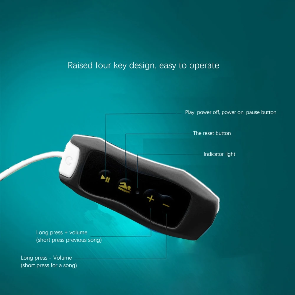 

Музыкальный MP3-плеер с Bluetooth и подводными наушниками для плавательных кругов Водные виды спорта Короткий шнур 4 ГБ - черный ГОРЯЧИЙ