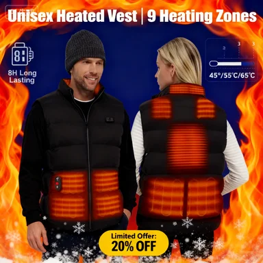 

Men & Women’s Graphene Electric Heated Coat – 9 Heating Zones USB-Powered Sportswear, Lightweight & Warm for Camping