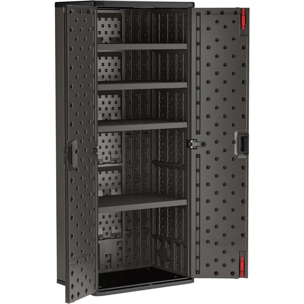 19 Cubic Ft. Heavy-Duty Resin Cabinet with 4 Shelves, Black