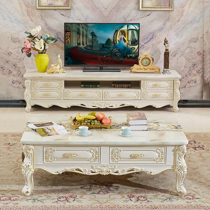 

Mobile Luxury TV Table Designer Drawers Floor Organizer Storage Marble Doors Wood TV Table Stand Suporte Para Tv Home Furniture
