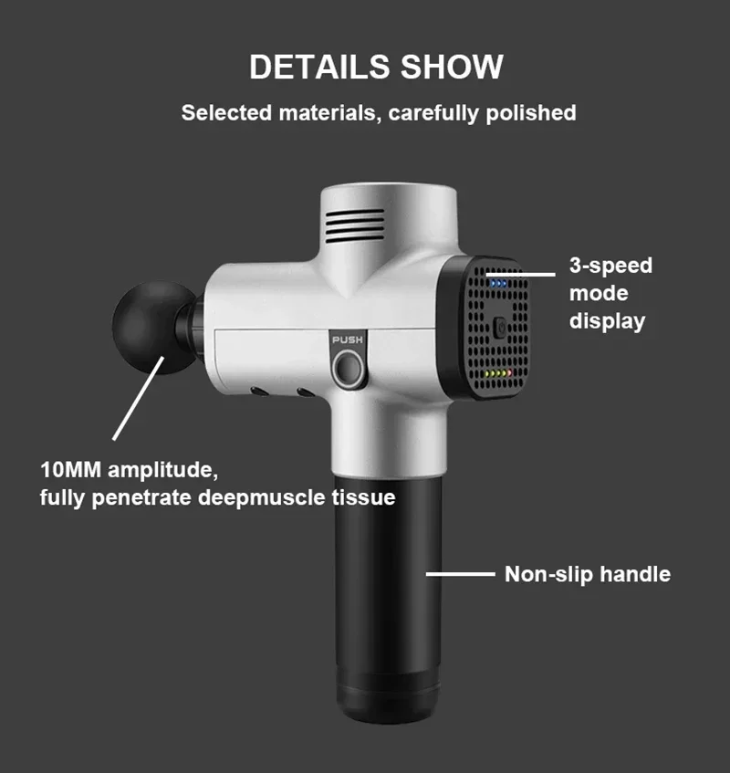 Phoenix A2 Massage Gun Muscle Relaxation Deep Tissue Massager Dynamic Therapy Vibrator Shaping Pain Relief Back Foot Massager - Image 3