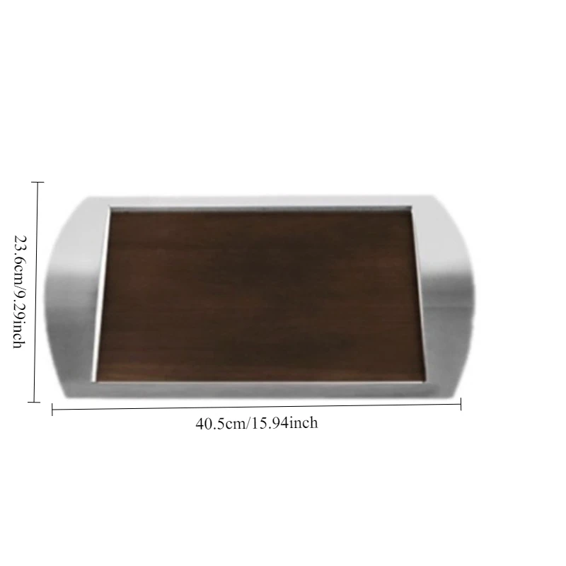 Luxury Stainless Steel Handle Storage Trays Solid Wood Simple Creative Food Tray Household Breakfast Lunch Organizer Fruit Tray