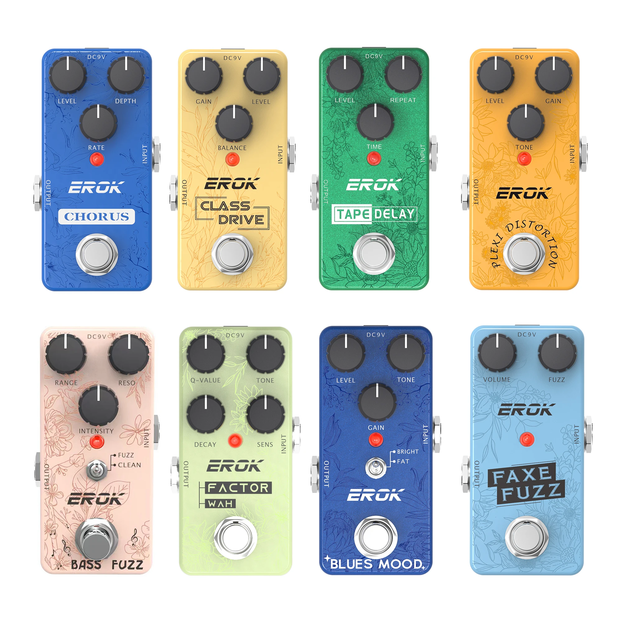 

EROK BS Series Effects Pedals: Tape Delay, Wah, Chorus, Distortion & More – Class Drive/Bass Fuzz/Faxe Fuzz Included