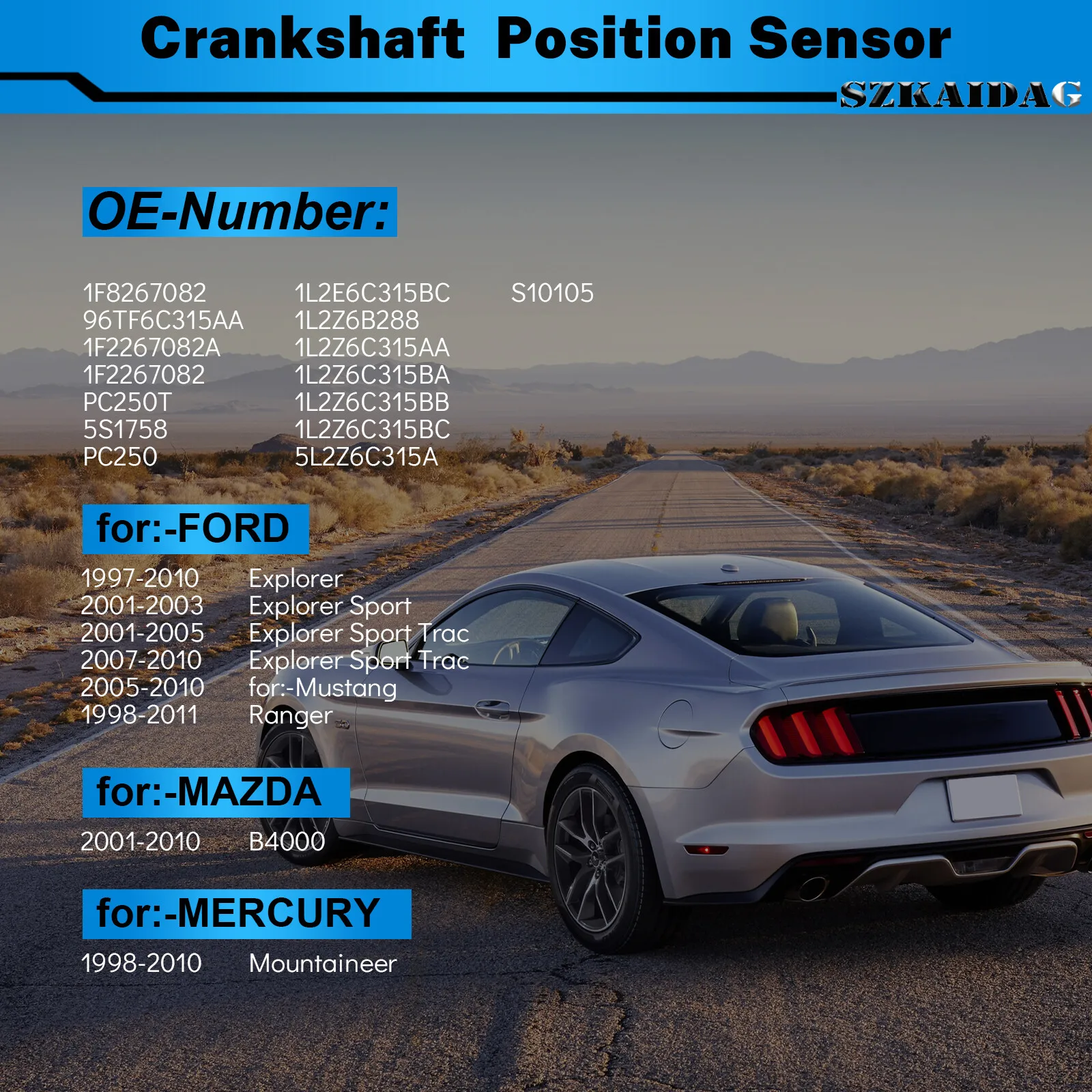 Crankshaft Position Sensor for Ford Explorer Mustang Ranger Mountaineer Mazda 1F8267082 96TF6C315AA PC250