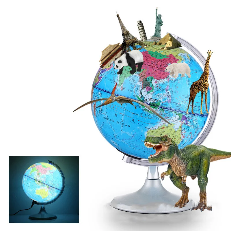 20CM Smart Voice AR Glowing World Globe LED World Map Globe with Night Light Tools for Learning Children\'S Gifts