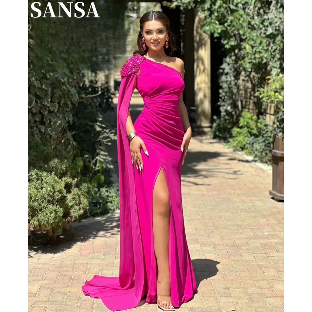 Sansa Formal Chiffon Porm Dress Customized Floor-Length Off Shoulder Wedding Dresses A-line Side Splite Vestidos De Fiesta 2024